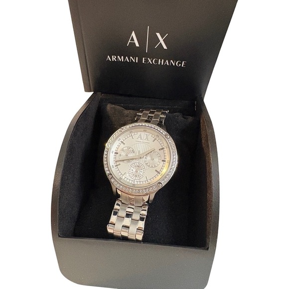 Armani Exchange AX5401 Stainless Steel Silver Crystal Chronograph Women\'s Watch